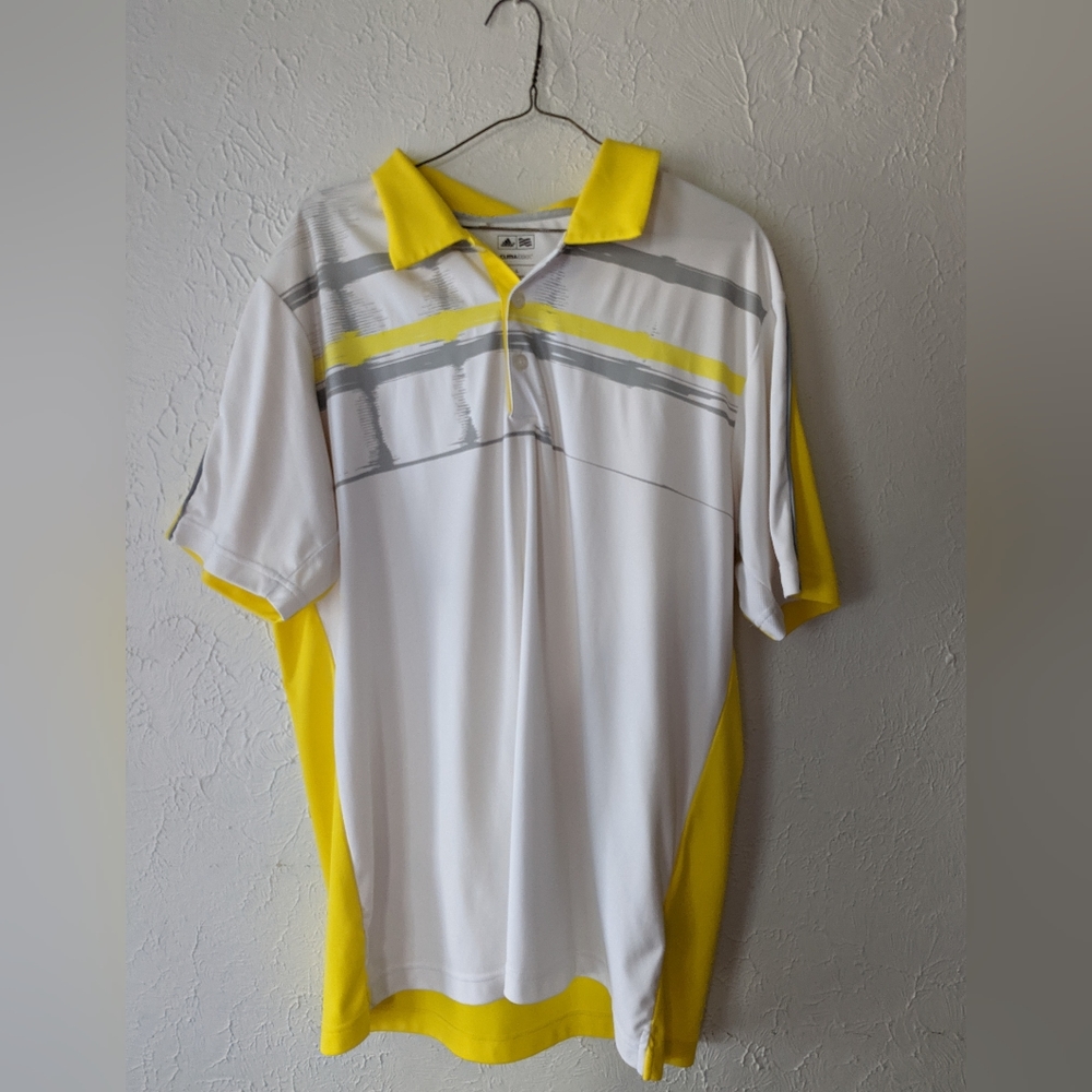 Adidas Men's Clima Cool Golf Shirt Size Large in Neon Yellow and White